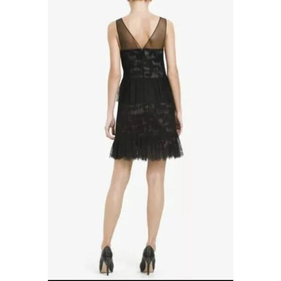 NWT BCBGMAXAZRIA BLACK GULLY TULLE‎ LACE SEQUINS DRESS NST6N932-001 SIZE 8 - Picture 2 of 11